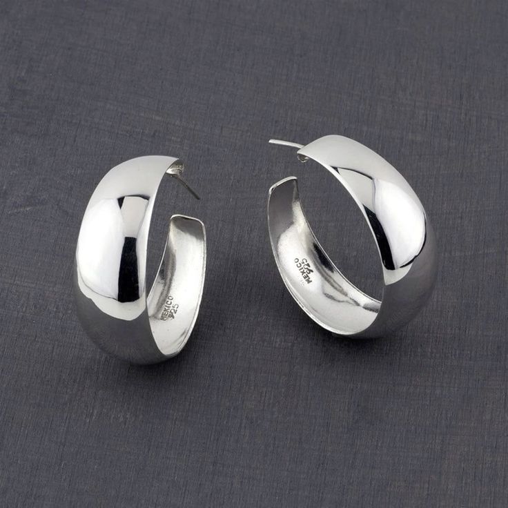 **Luna Bold 925 Silver Hoop Earrings**